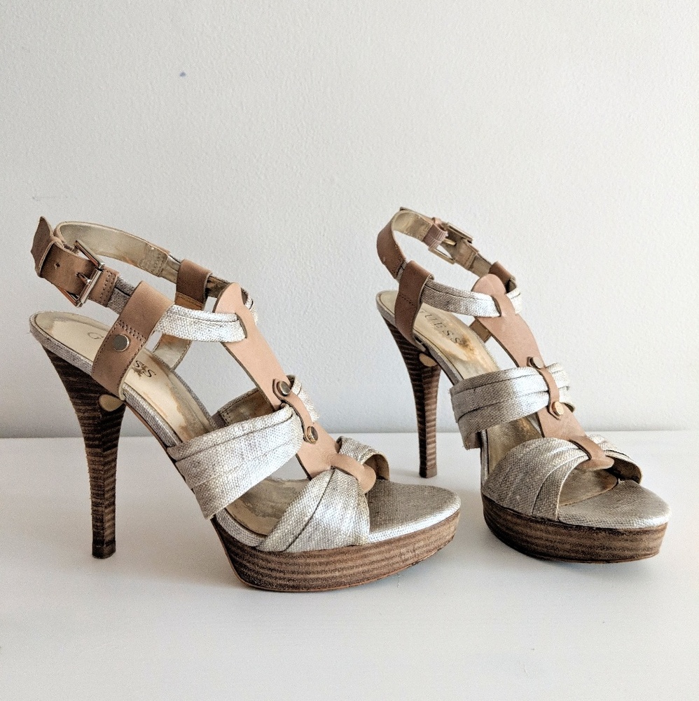 Guess Gold and Tan High Heels